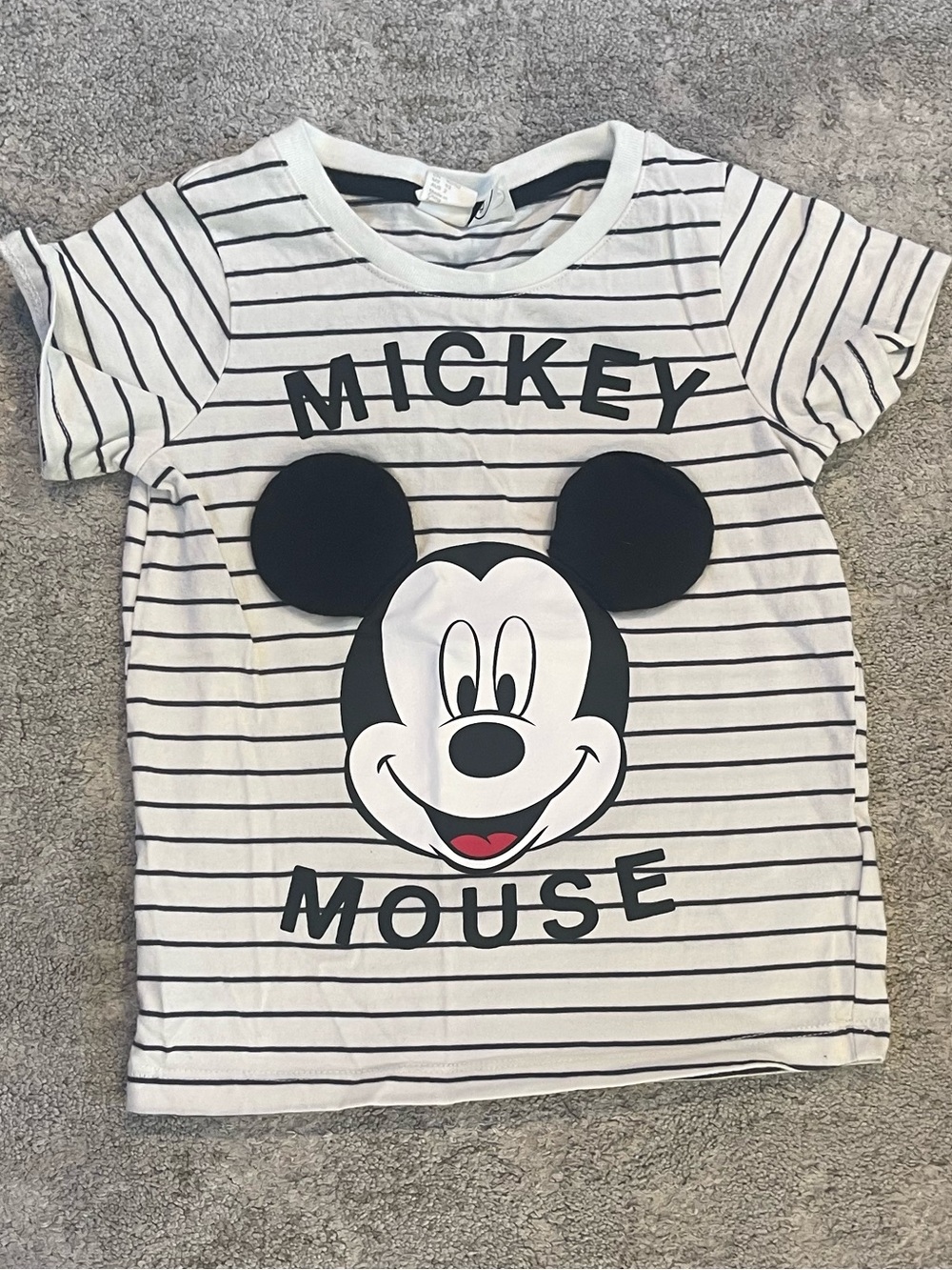 H&M White & Black Mickey Mouse Striped Tee